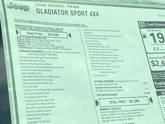 2026 Jeep Gladiator GLADIATOR SPORT 4X4